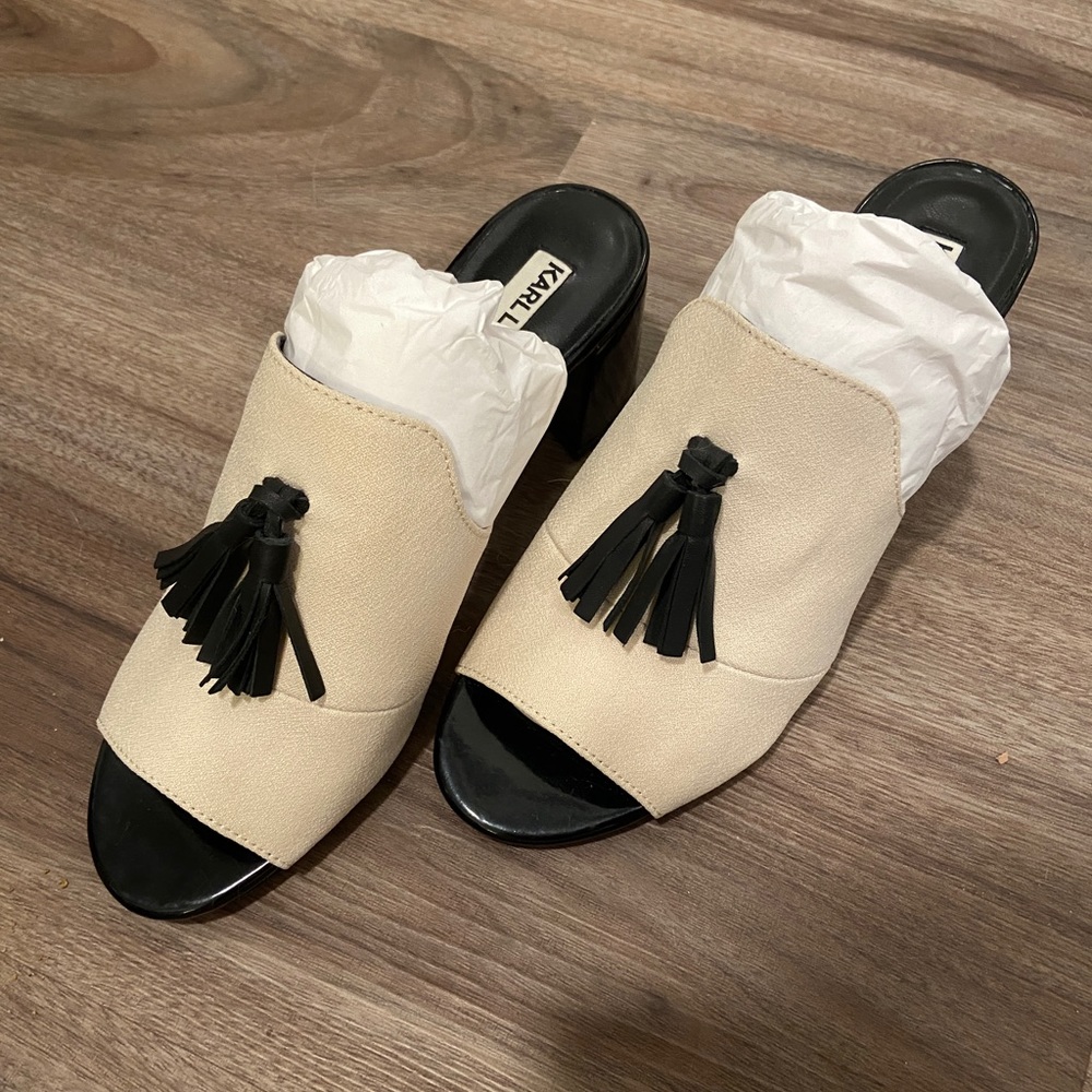 Karl Lagerfeld fringed chunky mid-heel sandals